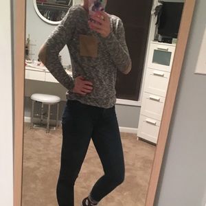 Shirt with suede pockets and elbow patches